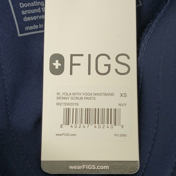 Figs Navy Yola With Yoga High Waisted Waistband Skinny Scrub Pants Sz XS NEW - Picture 14 of 16